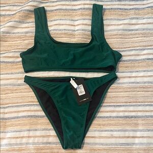 Square neck high cut bikini